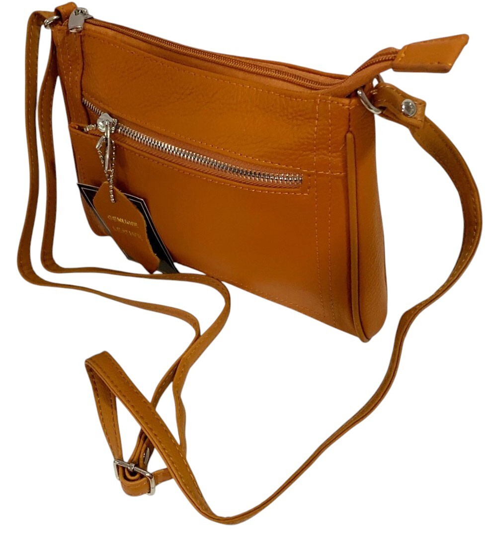 New Orange Cowhide Leather Small Handbag Crossbody Shoulder Bag  Purse for Women
