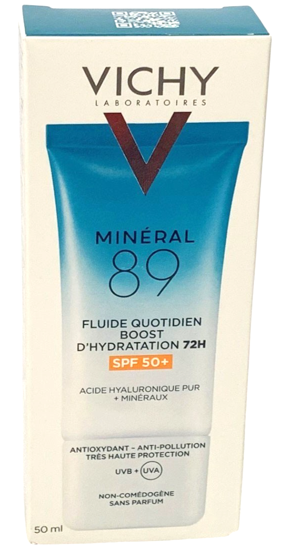 Vichy Mineral 89 72H Moisture Boosting Daily Fluid SPF50+UVB +UVA 50ml Exp 12/28