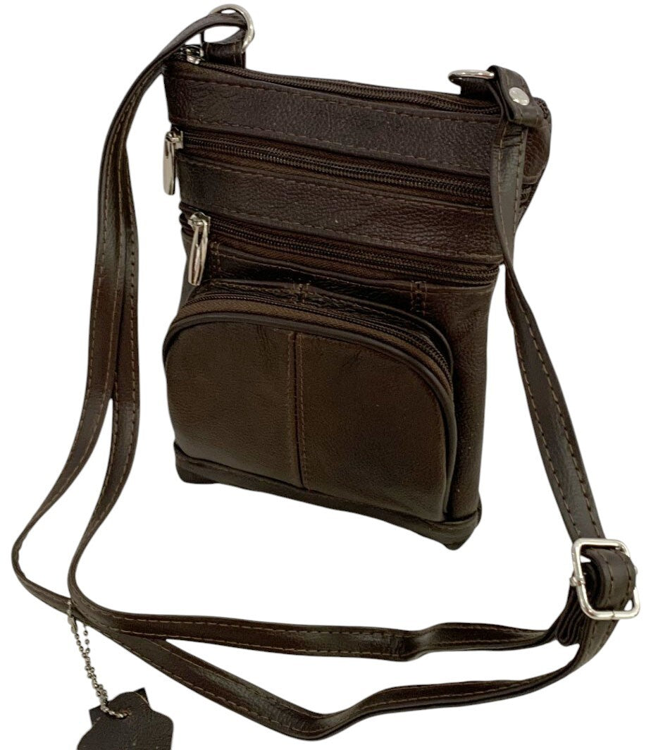 New Dark Brown Small Leathers Crossbody Messenger Purse Bag  Adjustable Strap