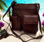 BURGUNDY Cowhide Leather Crossbody Shoulder Bag  Organizer Handbag for Women