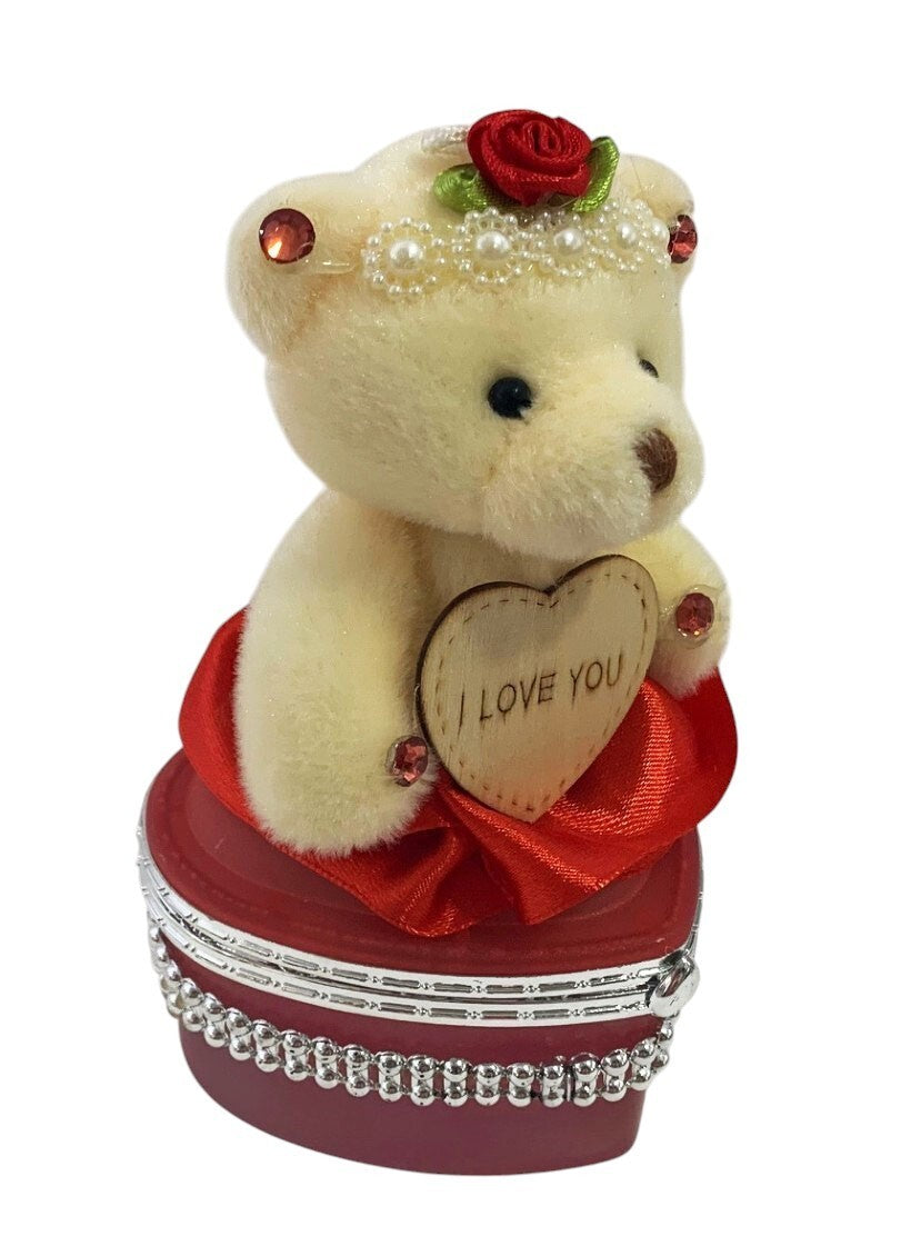 I Love You Bear With Heart Shaped Jewelry Gift Boxes SET OF 2 Red and Fuchsia