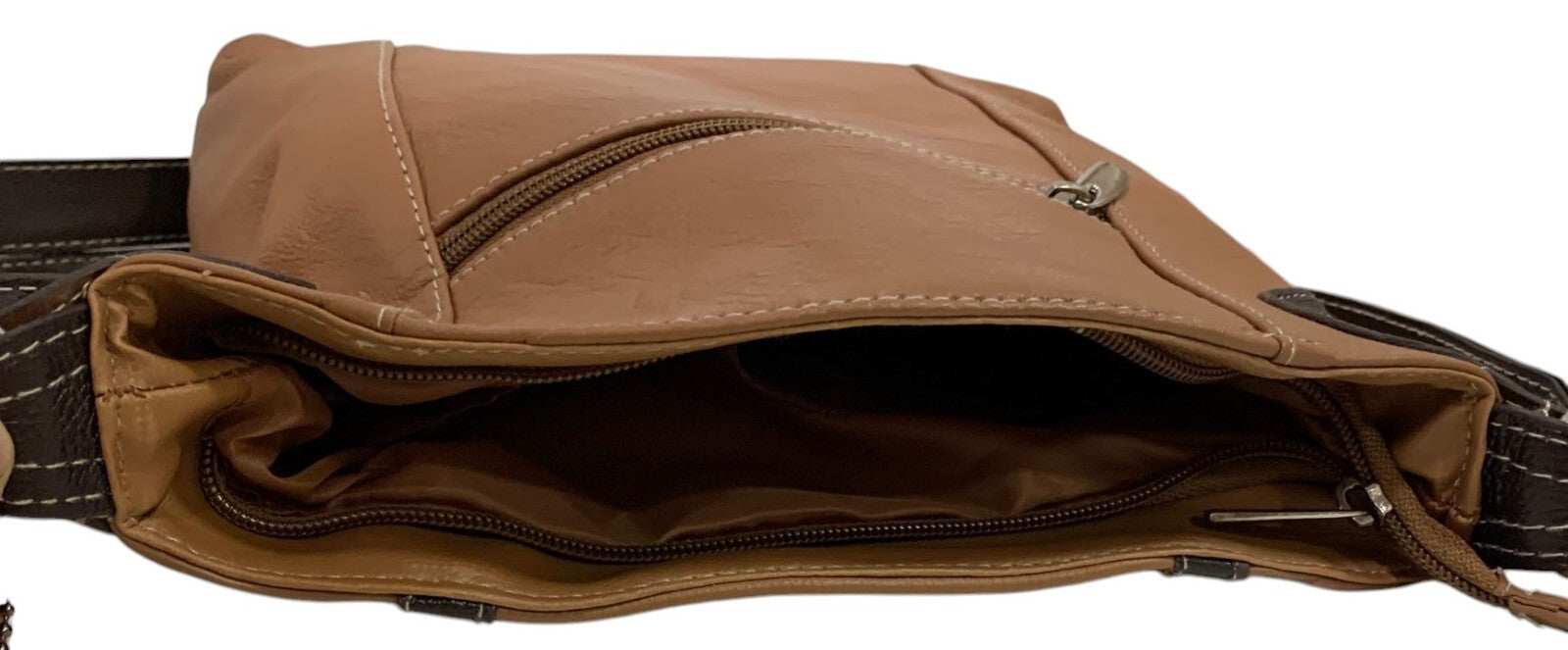 BROWN LT MEDIUM GENUINE LEATHER CROSS BODY SHOULDER MESSENGER BAG SATCHEL