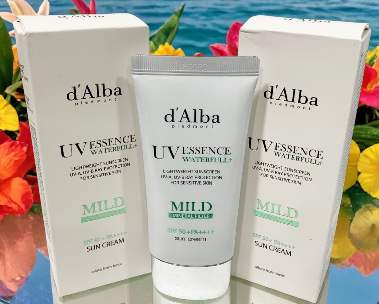 D'ALBA UV ESSENCE WATERFULL  MILD Sun Cream SENSITIVE SKIN 1.7oz GREEN SET OF 2