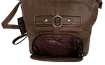 BROWN WOMEN MEDIUM COWHIDE LEATHER CROSS BODY SHOULDER BAG HANDBAG PURSE HOBO