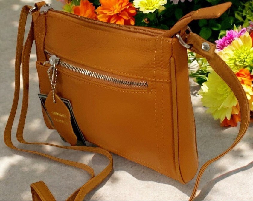 New Orange Cowhide Leather Small Handbag Crossbody Shoulder Bag  Purse for Women