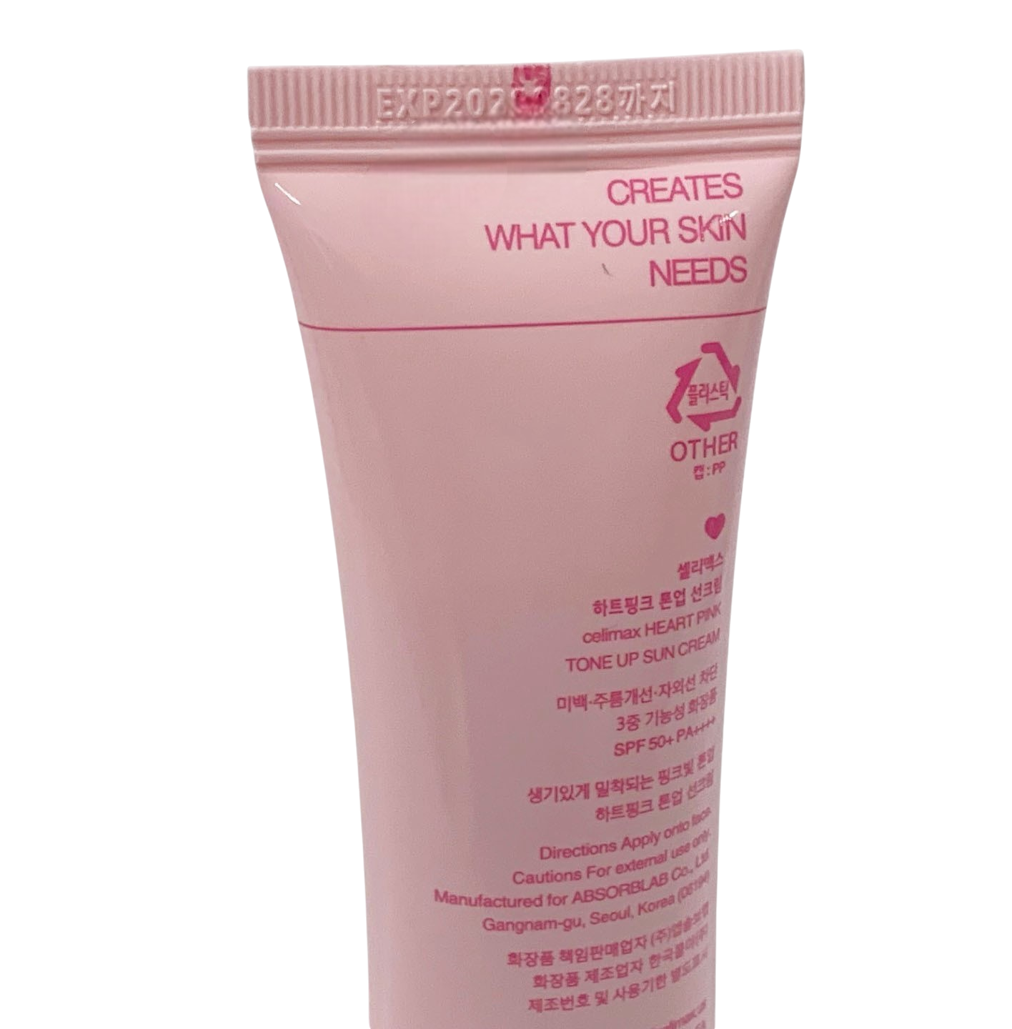 CELIMAX Heart Pink Tone Up Sun Cream SPF50+ PA++++ 40ml 4ALL SKIN TIPES EX 08/28