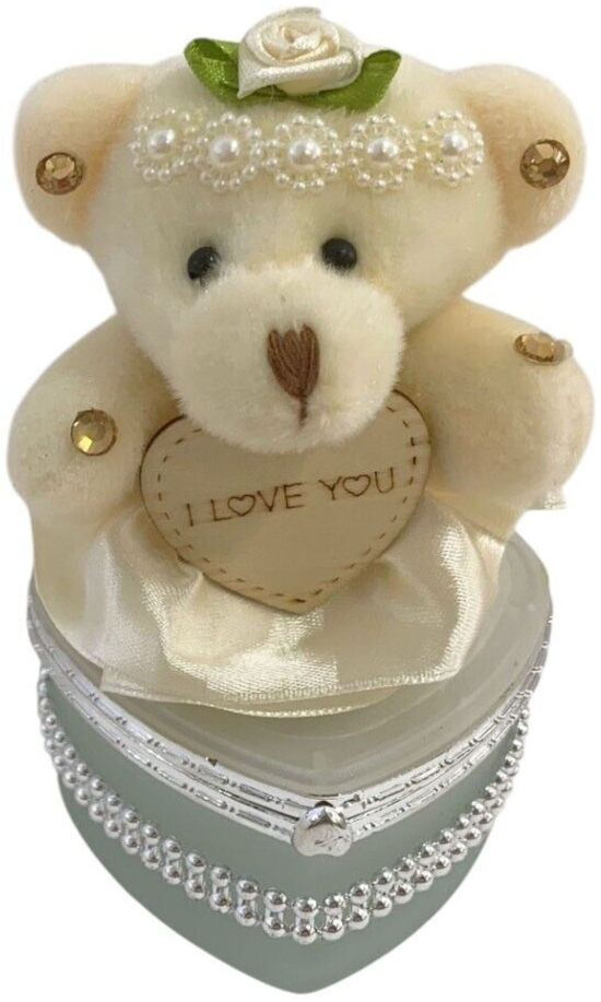 I Love You Bear With Heart Shaped Jewelry Gift Box White