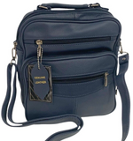 Blue Large Men Cowhide Leather Messenger Crossbody Shoulder Bag Satchel Handbag