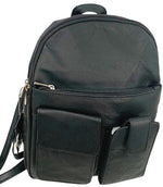 BLACK COWHIDE LEATHER UNISEX  BACKPACK SHOULDER BAG TRAVEL ORGANIZER