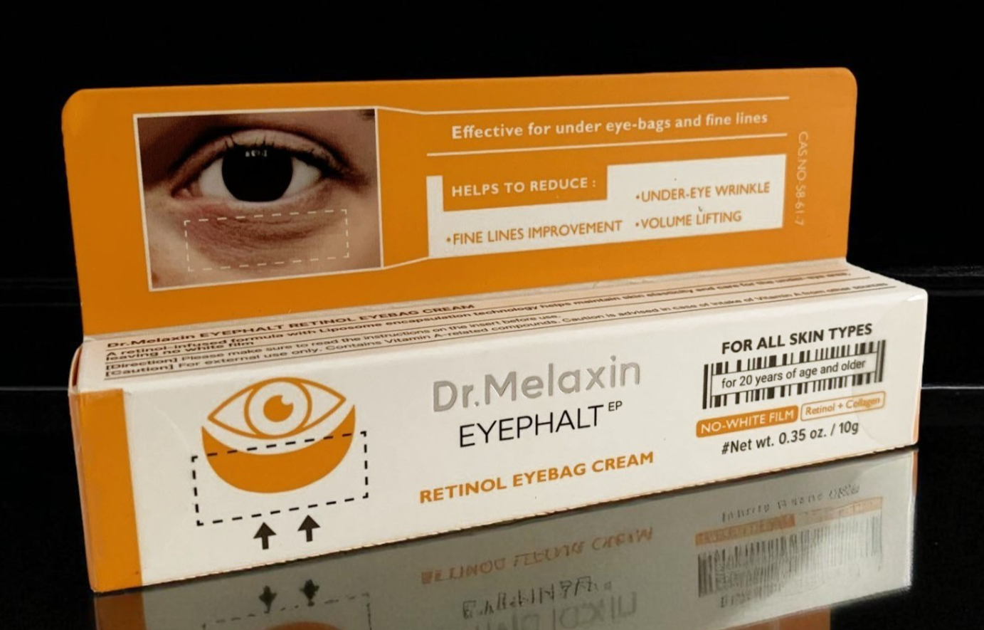 DR Melaxin EYEPHALT RETINOL EYEBAG CREAM, No White Film 0.35oz/10g NEW EXP. 5/28