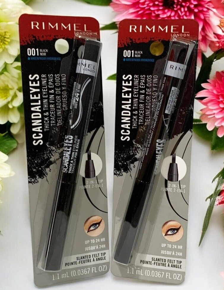 2-Rimmel Scandaleyes Thick and Thin Eyeliner 2 in 1 Tip 001 Black Waterproof