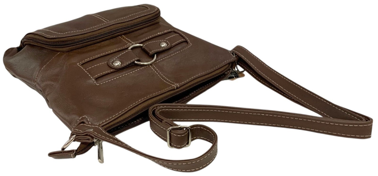 BROWN WOMEN MEDIUM COWHIDE LEATHER CROSS BODY SHOULDER BAG HANDBAG PURSE HOBO