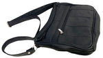 BLACK Leather Organizer Purse Shoulder Bag Multiple Pockets Cross Body Handbag