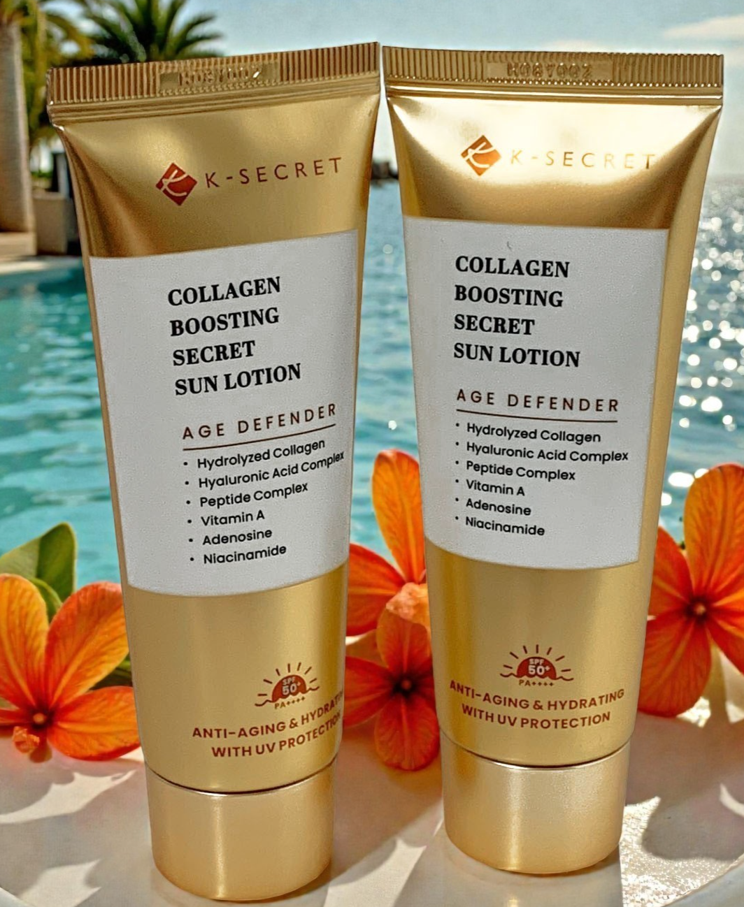 K-SECRET Collagen Boosting Secret Sun Lotion Sunscreen 60ml SET OF 2 as Pictured