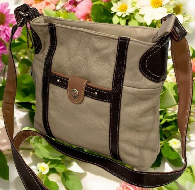 IVORY WOMENS MEDIUM COWHIDE LEATHER CROSS BODY SHOULDER MESSENGER BAG HANDBAG