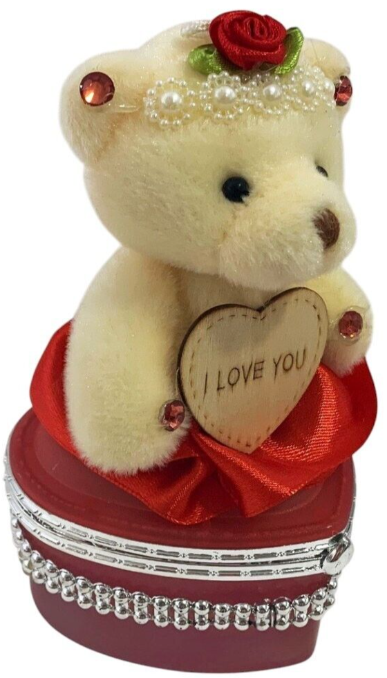 I Love You Bear With Heart Shaped Jewelry Gift Box Red
