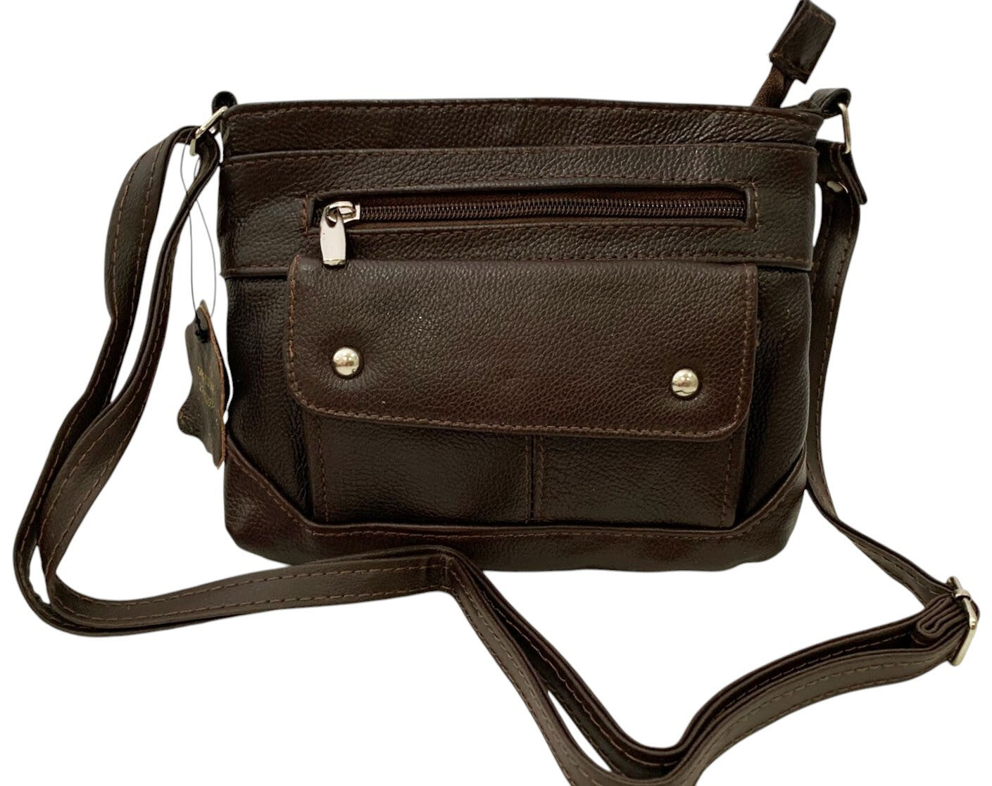 Brown Cowhide Leather Small Handbag Crossbody Shoulder Bag  Purse for Women