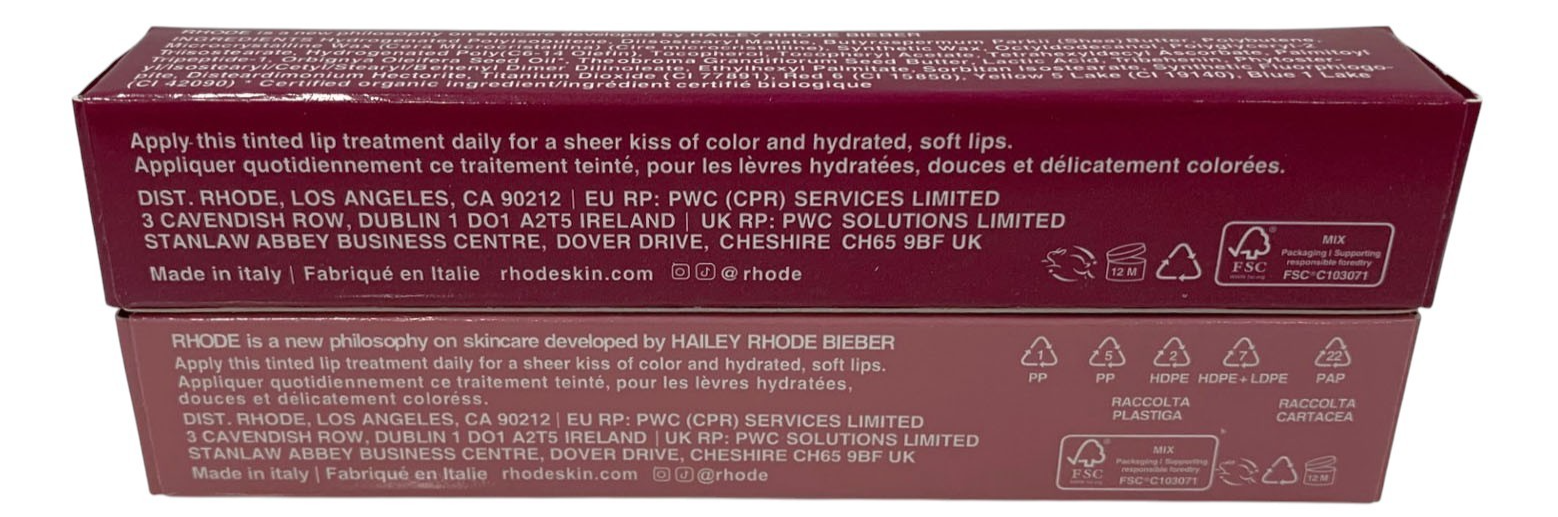 Rhode Peptide Lip Tint 10ml Shea Butter Sheer SET of 2 SALTY TAN & RASPBERRY JEL