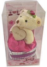 I Love You Bear With Heart Shaped Jewelry Gift Boxes SET OF 2 Pink & Fuchsia