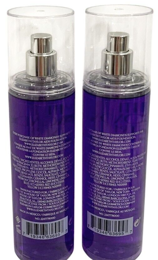 PACK OF 2 WHITE DIAMONDS LUSTRE Elizabeth Taylor Women Fragrance Mist 8.0 oz
