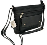 Black Cowhide Leather Small Handbag Crossbody Shoulder Bag  Purse for Women