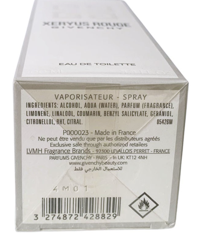 GIVENCHY XERYUS ROUGE  EAU DE TOILETTE SPRAY 3.3oz/100ml For MEN NEW SEALED BOX