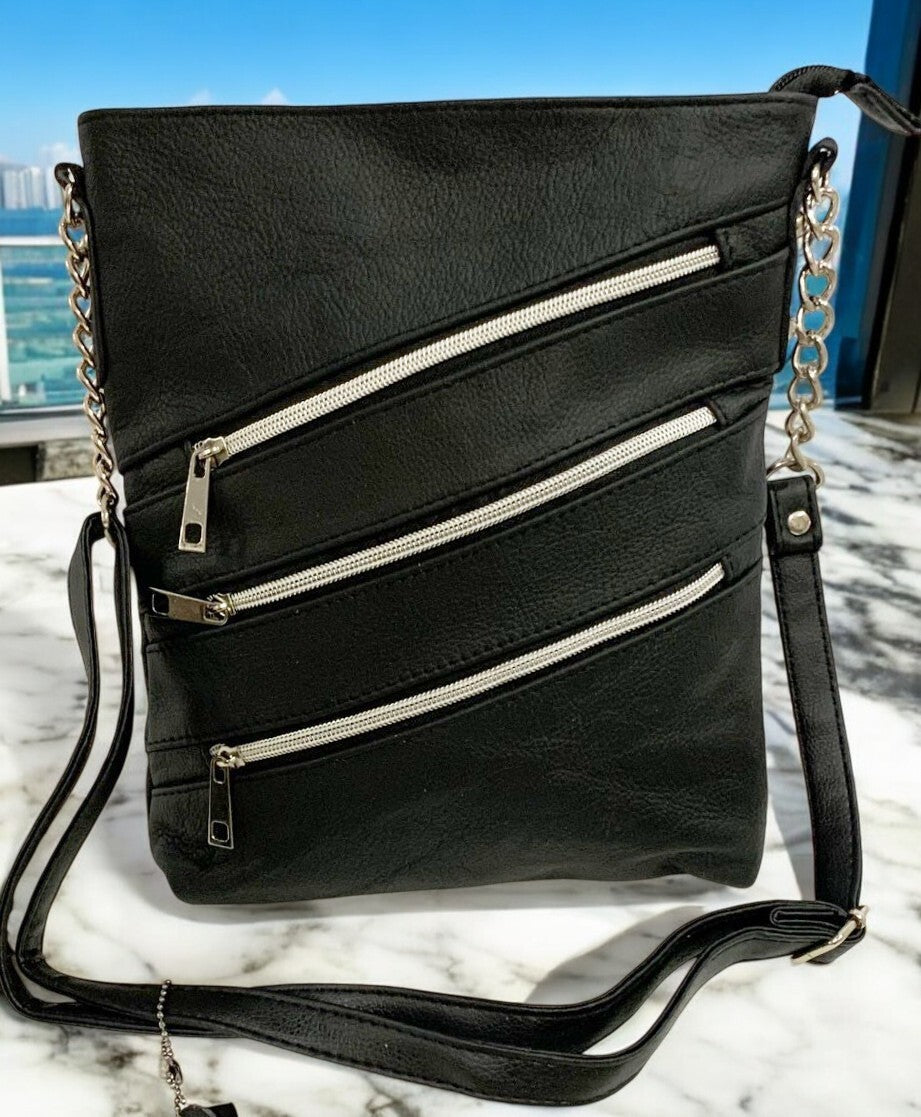BLACK LARGE SOFT LEATHER MESSENGER SHOULDER BAG CROSS BODY SATCHEL MEN &WOMEN