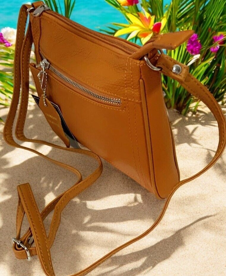 New Orange Cowhide Leather Small Handbag Crossbody Shoulder Bag  Purse for Women