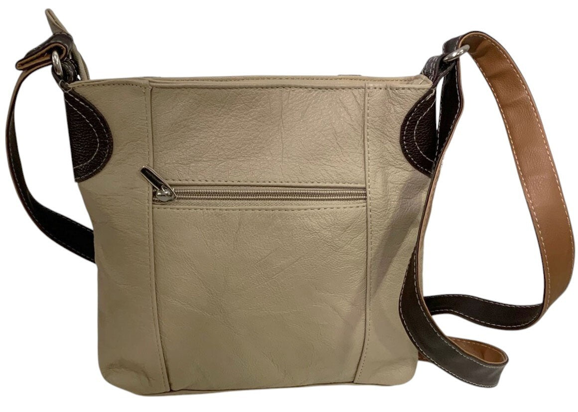 IVORY WOMENS MEDIUM COWHIDE LEATHER CROSS BODY SHOULDER MESSENGER BAG HANDBAG