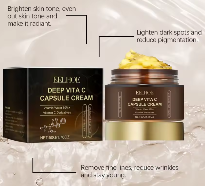 DEEP VITA C CAPSULE CREAM NIACINIMIDE 5% HYALURONIC ACID REDUCE WRINCLES 1.76 oz