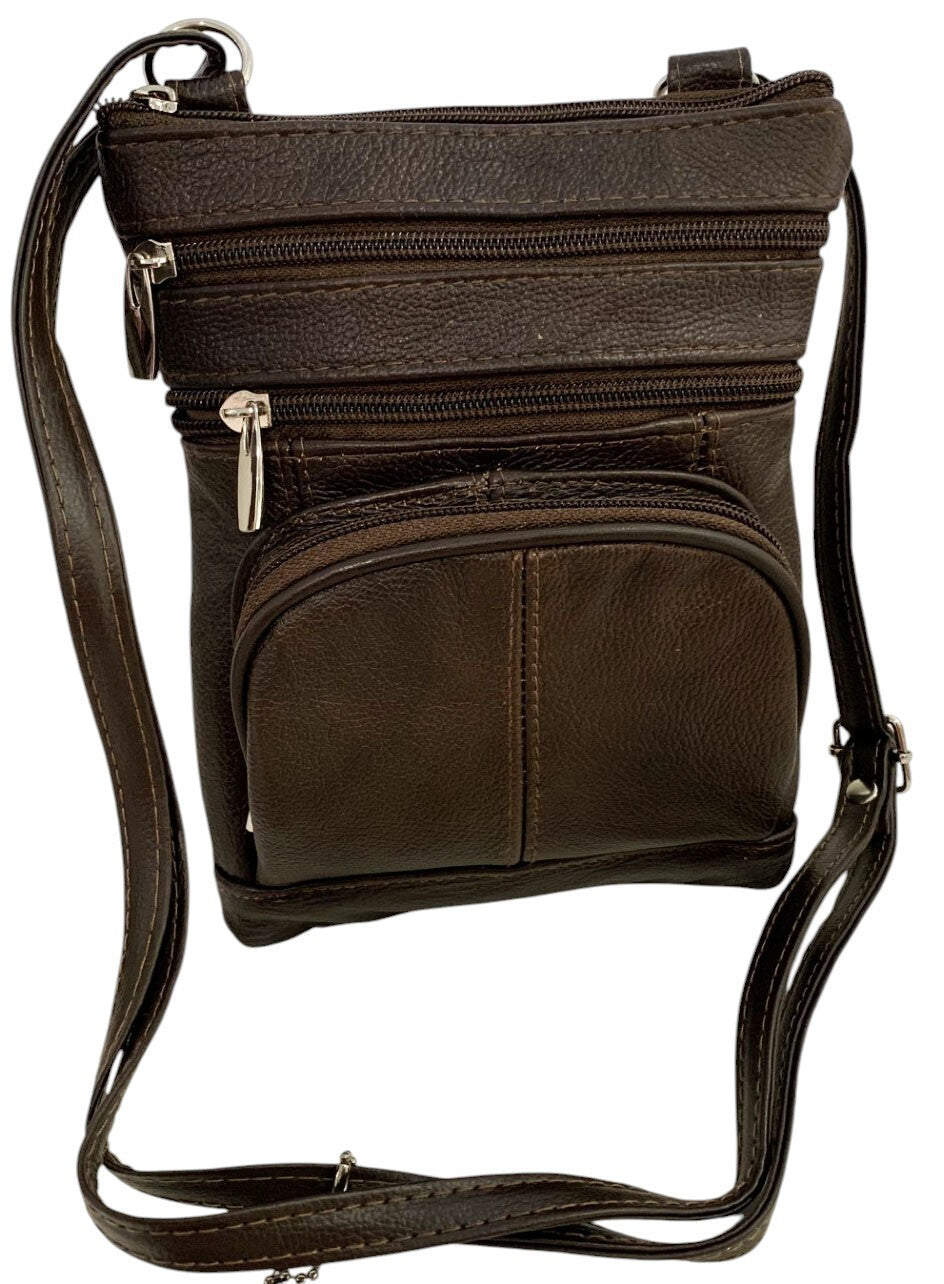 New Dark Brown Small Leathers Crossbody Messenger Purse Bag  Adjustable Strap