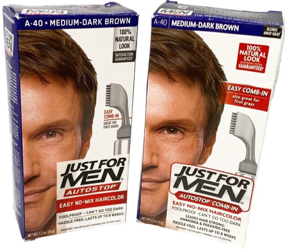 2-Just For Men Autostop Comb-In Easy No-Mix Haircolor A-40 Medium Dark Brown