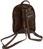 BROWN COWHIDE LEATHER UNISEX  BACKPACK SHOULDER BAG TRAVEL ORGANIZER