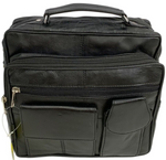 Black Leather Messenger Crossbody Shoulder Bag Organizer Handbag Satchel for Men