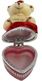 I Love You Bear With Heart Shaped Jewelry Gift Boxes SET OF 2 Red and Pink