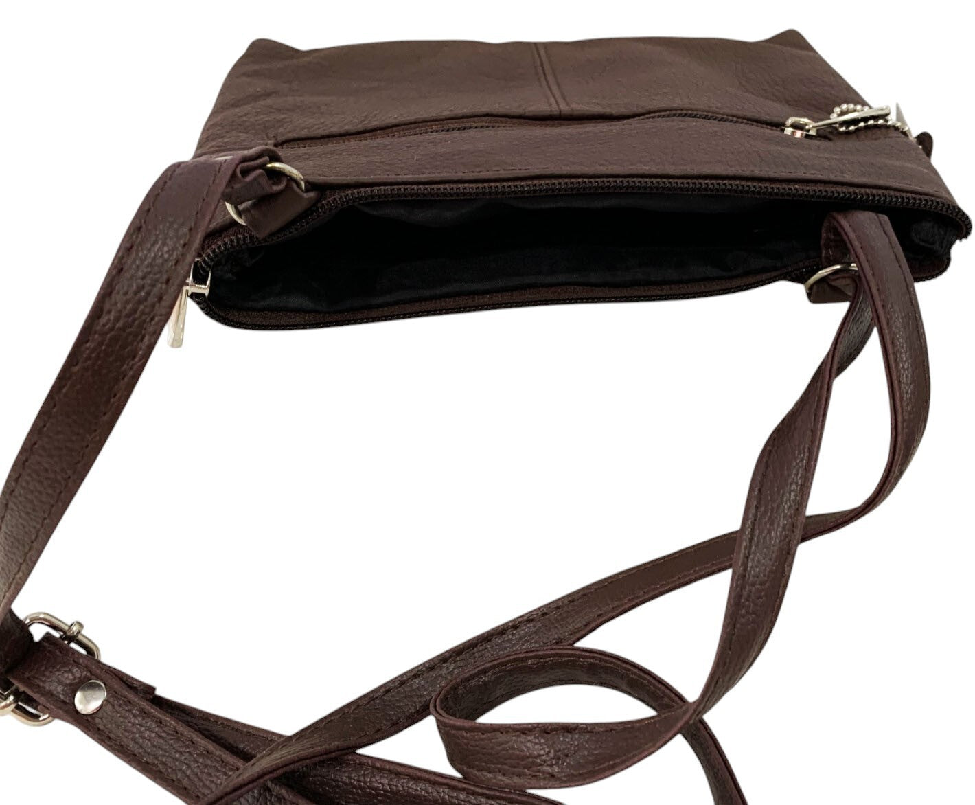Brown Dark Cowhide Leather Small Handbag Crossbody Shoulder Bag  Purse for Women