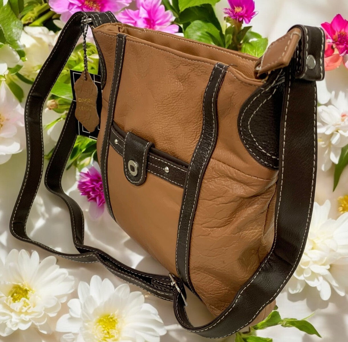 BROWN LT MEDIUM GENUINE LEATHER CROSS BODY SHOULDER MESSENGER BAG SATCHEL
