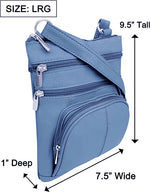 New BLUE Leathers Crossbody Zippered Purse Bag 5 Pockets, Adjustable Strap