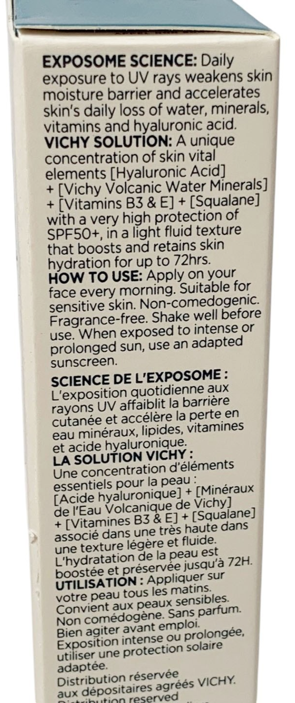 Vichy Mineral 89 72H Moisture Boosting Daily Fluid SPF50+UVB +UVA 50ml Exp 12/28