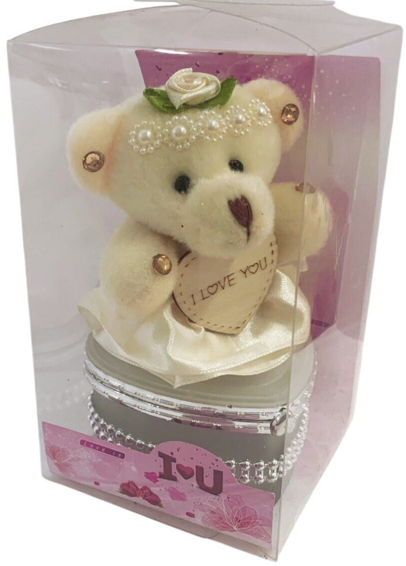 I Love You Bear With Heart Shaped Jewelry Gift Box White