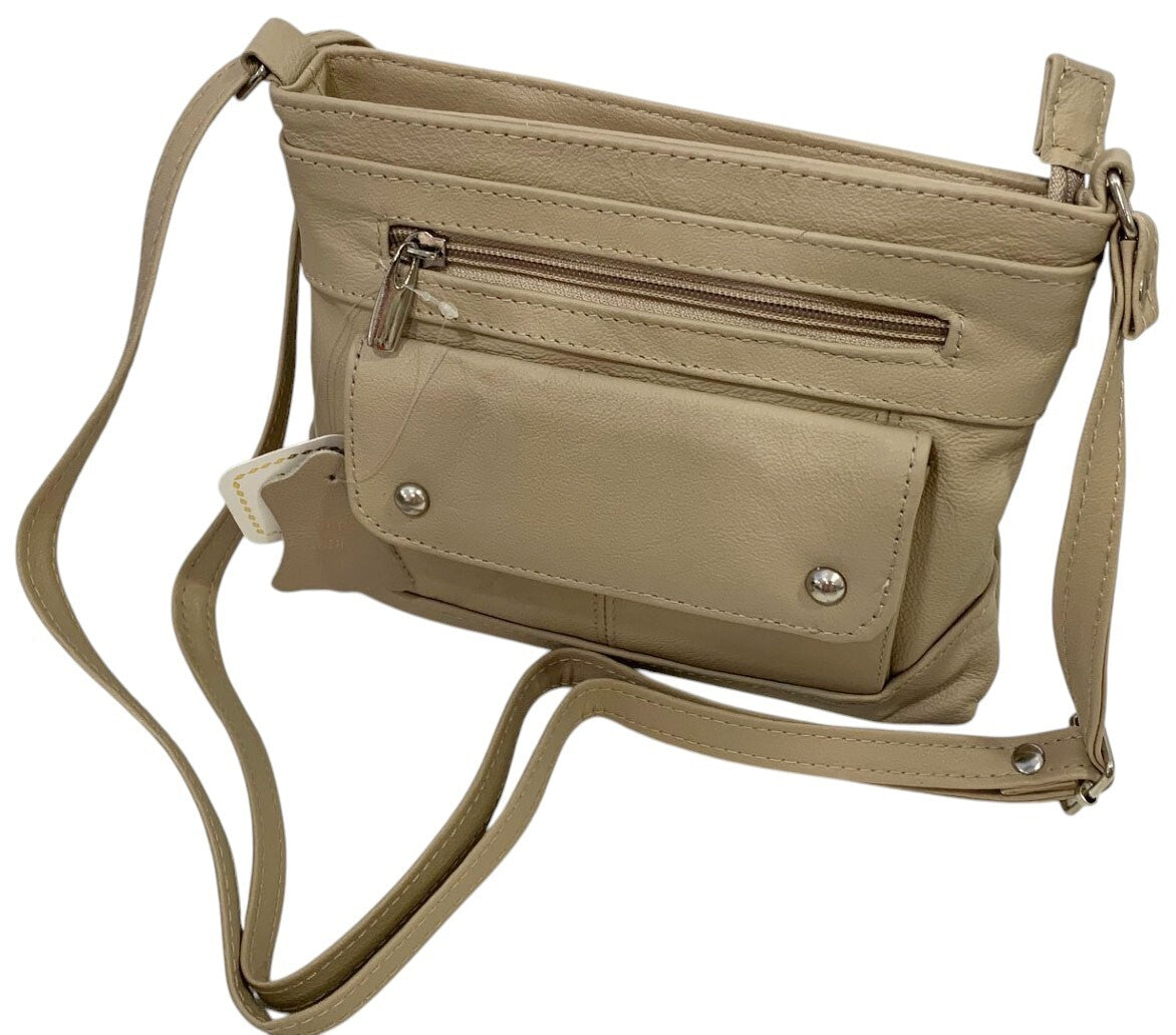 Ivory Cowhide Leather Small Handbag Crossbody Shoulder Bag  Purse for Women