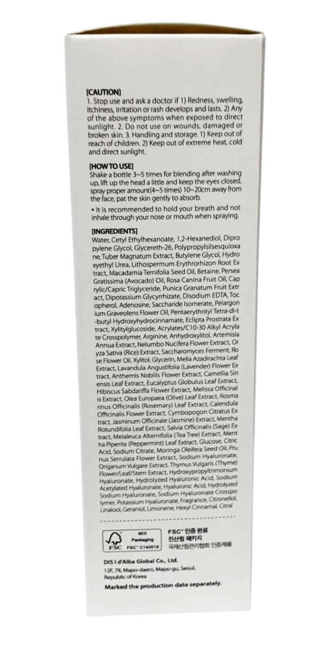 D'Alba White Truffle Skin Calming Vital Spray Serum 100ml/3.4oz Fresh Exp 1/2029