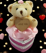 I Love You Bear With Heart Shaped Jewelry Gift Boxes SET OF 2 Red and Pink