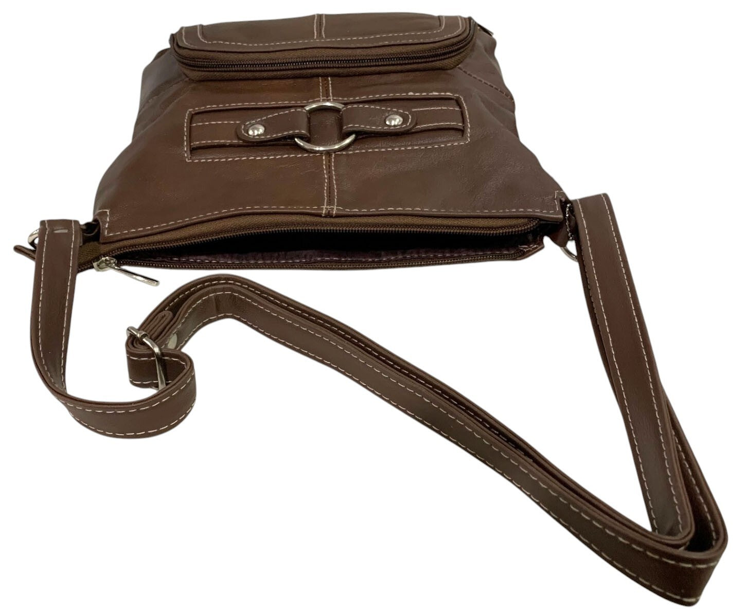 BROWN WOMEN MEDIUM COWHIDE LEATHER CROSS BODY SHOULDER BAG HANDBAG PURSE HOBO