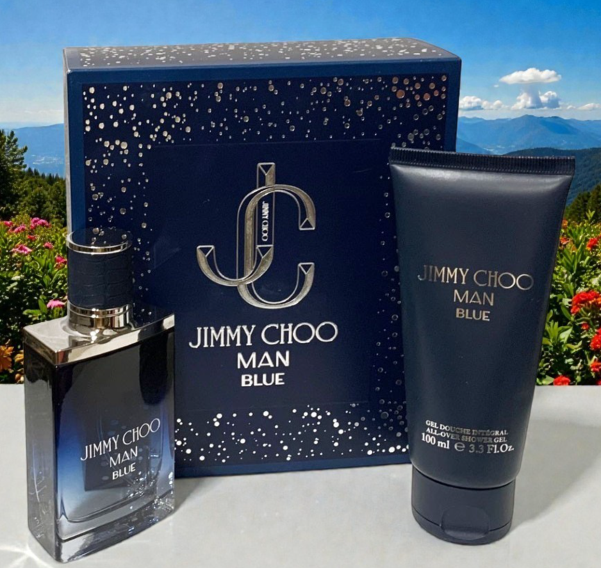 JIMMY CHOO BLUE MEN 2PC GIFT SET-1.7oz  EDT+3.4OZ SHOWER GEL NEW MADE IN FRANCE