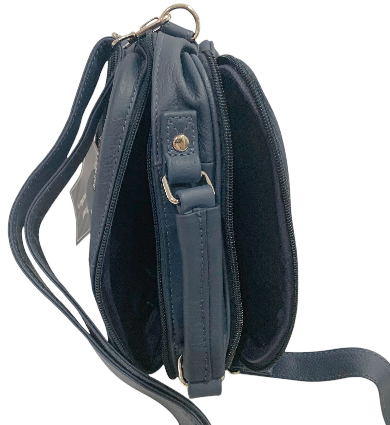 Blue Large Men Cowhide Leather Messenger Crossbody Shoulder Bag Satchel Handbag