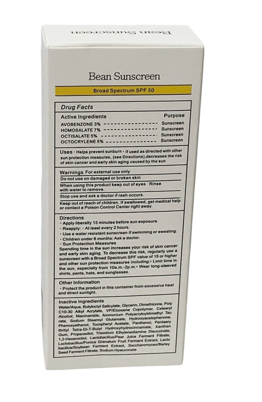 Bean Sunscreen-Lightweight SPF 50 No White Cast Sun Cream 50ml SET OF 2 Ex 08/28