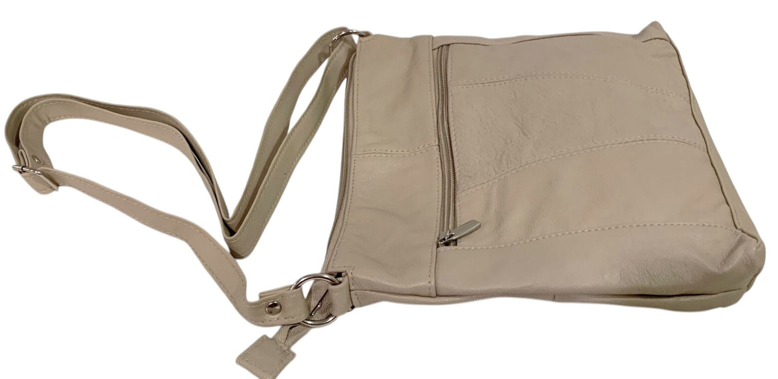 IVORY WOMEN MEDIUM COWHIDE LEATHER CROSS BODY SHOULDER BAG HANDBAG PURSE HOBO