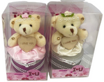 I Love You Bear With Heart Shaped Jewelry Gift Boxes SET OF 2 Pink White
