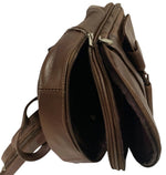 BROWN COWHIDE LEATHER UNISEX  BACKPACK SHOULDER BAG TRAVEL ORGANIZER
